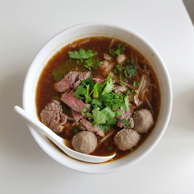 #50) Beef & Beef Meatball Noodle Soup.