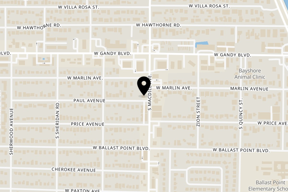 Map showing the location of Thai Gourmet Market on 5009 S MacDill Ave in Tampa
